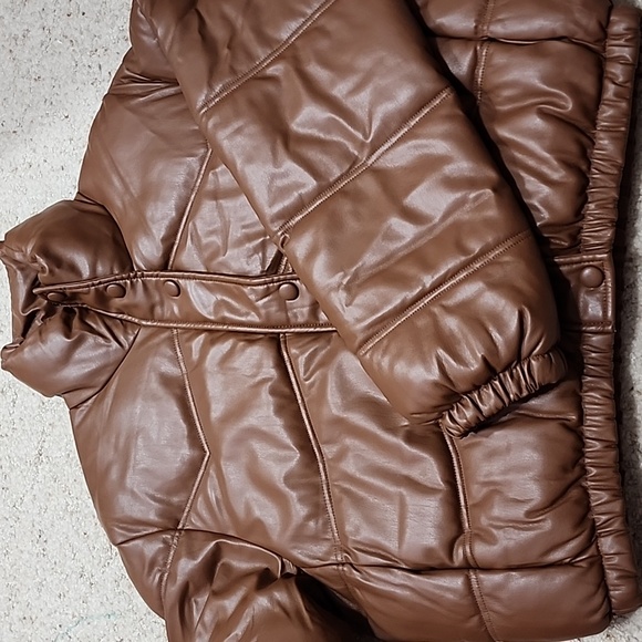 Zara Faux Leather Bomber Puffer